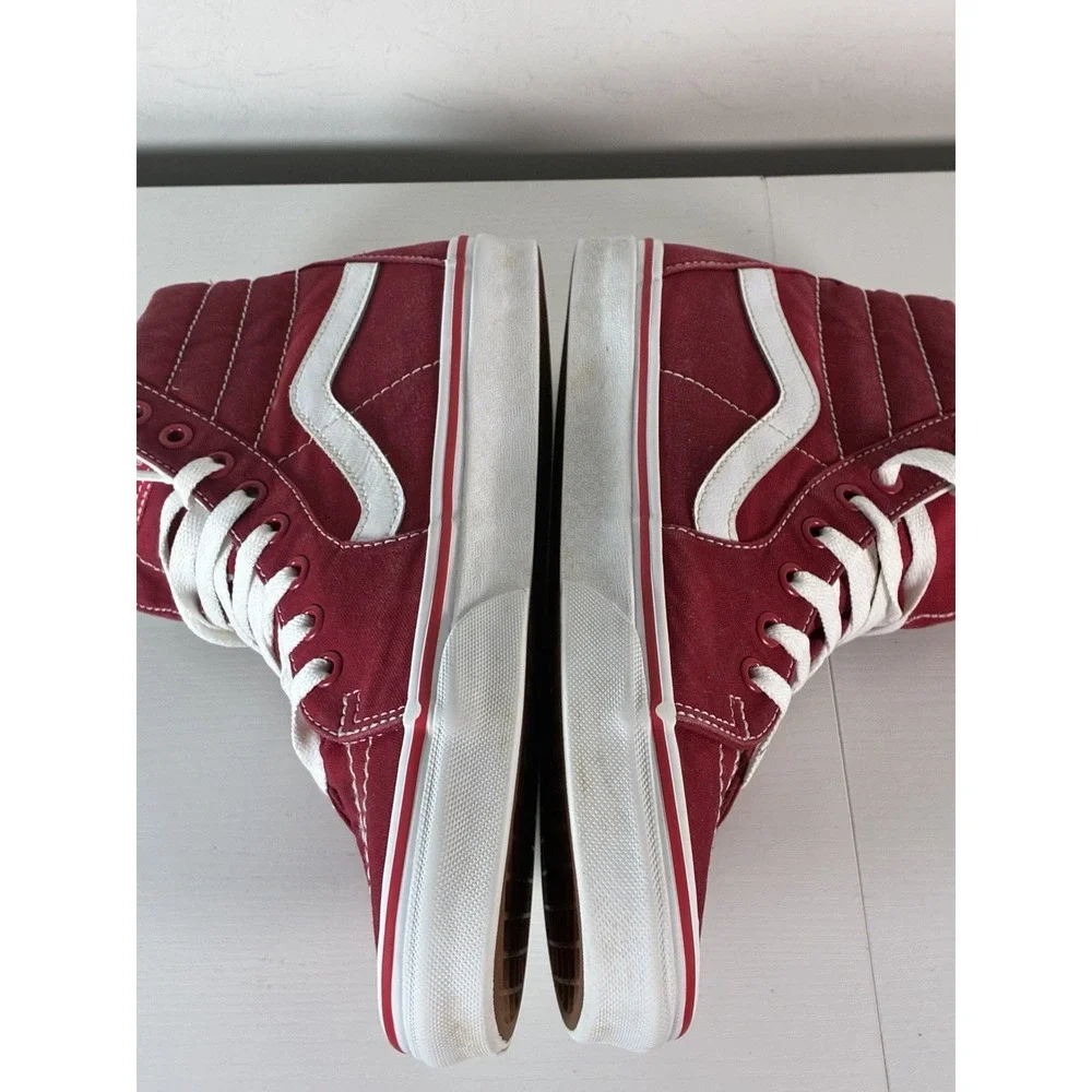 Men's Sk8 Hi Vans Red Canvas Shoes Size 9 Shoes